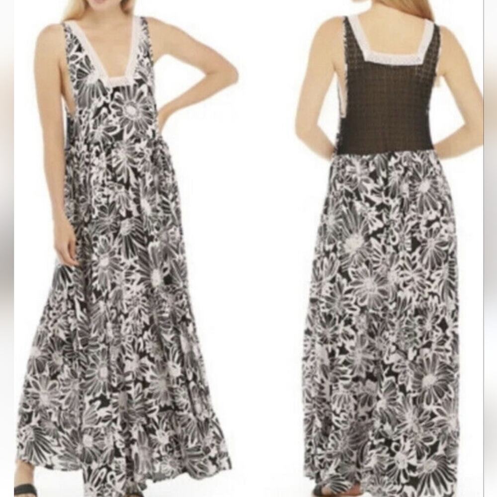 INTIMATELY FREE PEOPLE BLACK/WHITE LACE BACK MAXI SIZE SMALL